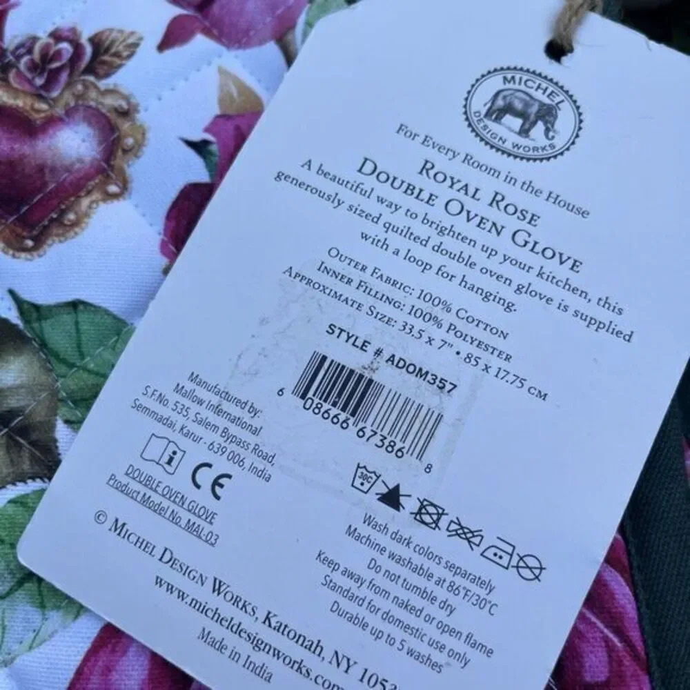 Michel Design Works Cotton Kitchen‎ Double Oven Glove Royal Rose Floral Mothers
